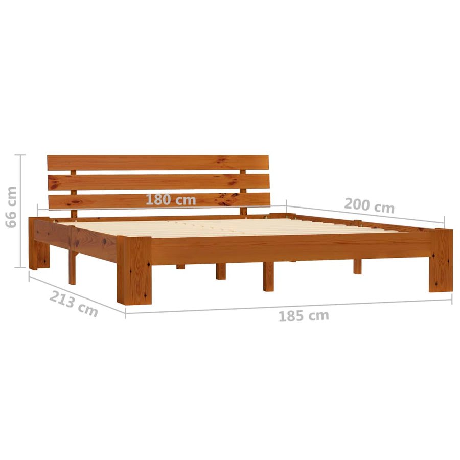 Bedframe Massief Grenenhout 180 x 200 cm Honingbruin