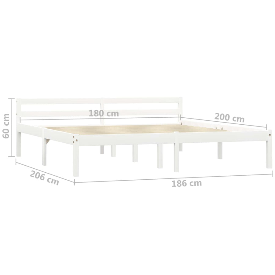 Bedframe Massief Grenenhout 180 x 200 cm Wit