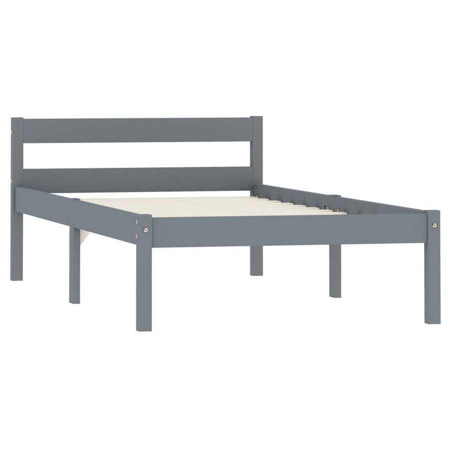 Bedframe Massief Grenenhout 100 x 200 cm Grijs