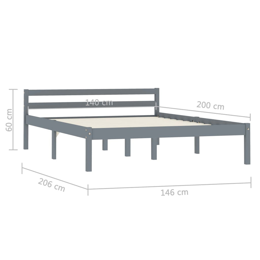 Bedframe Massief Grenenhout 140 x 200 cm Grijs