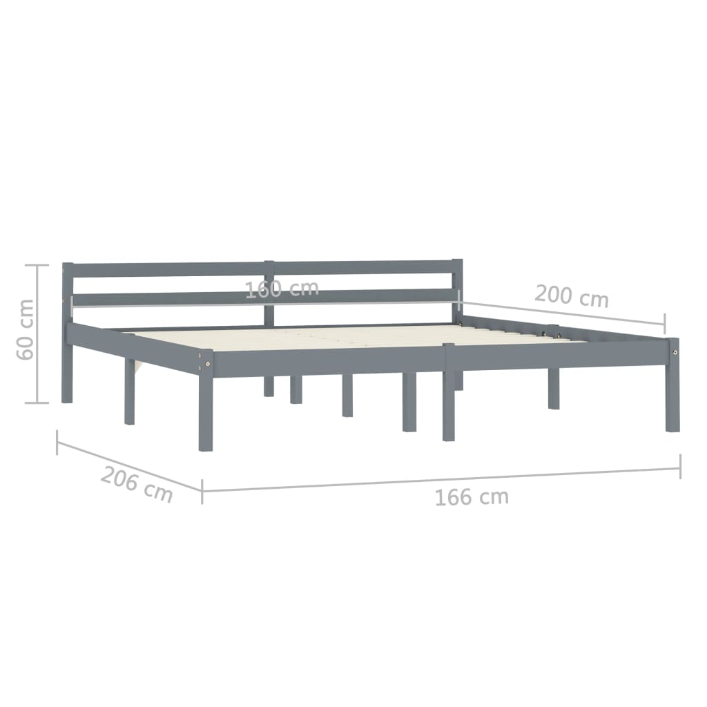 Bedframe Massief Grenenhout 160 x 200 cm Grijs