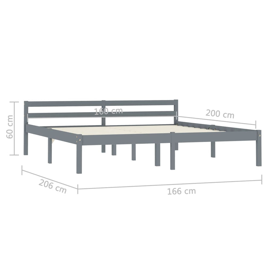 Bedframe Massief Grenenhout 160 x 200 cm Grijs