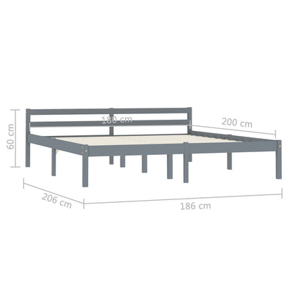 Bedframe Massief Grenenhout 180 x 200 cm Grijs
