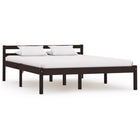 Solid pine bed frame dark brown 120x200 cm