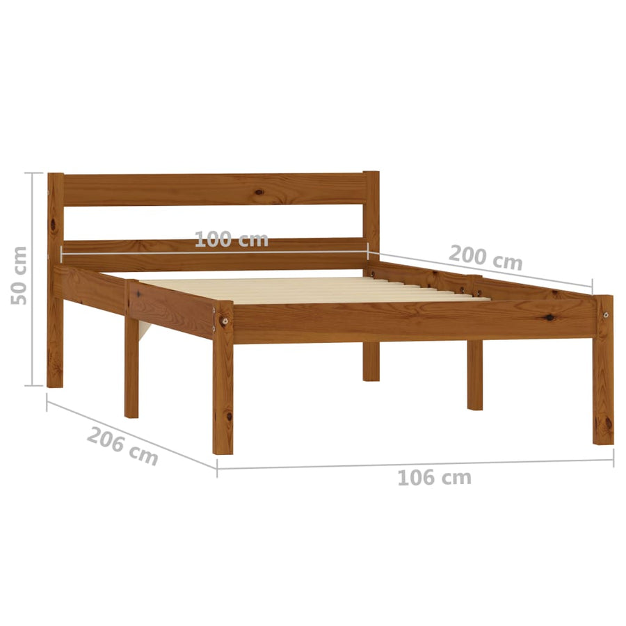 Bedframe Massief Grenenhout 100 x 200 cm Honingbruin