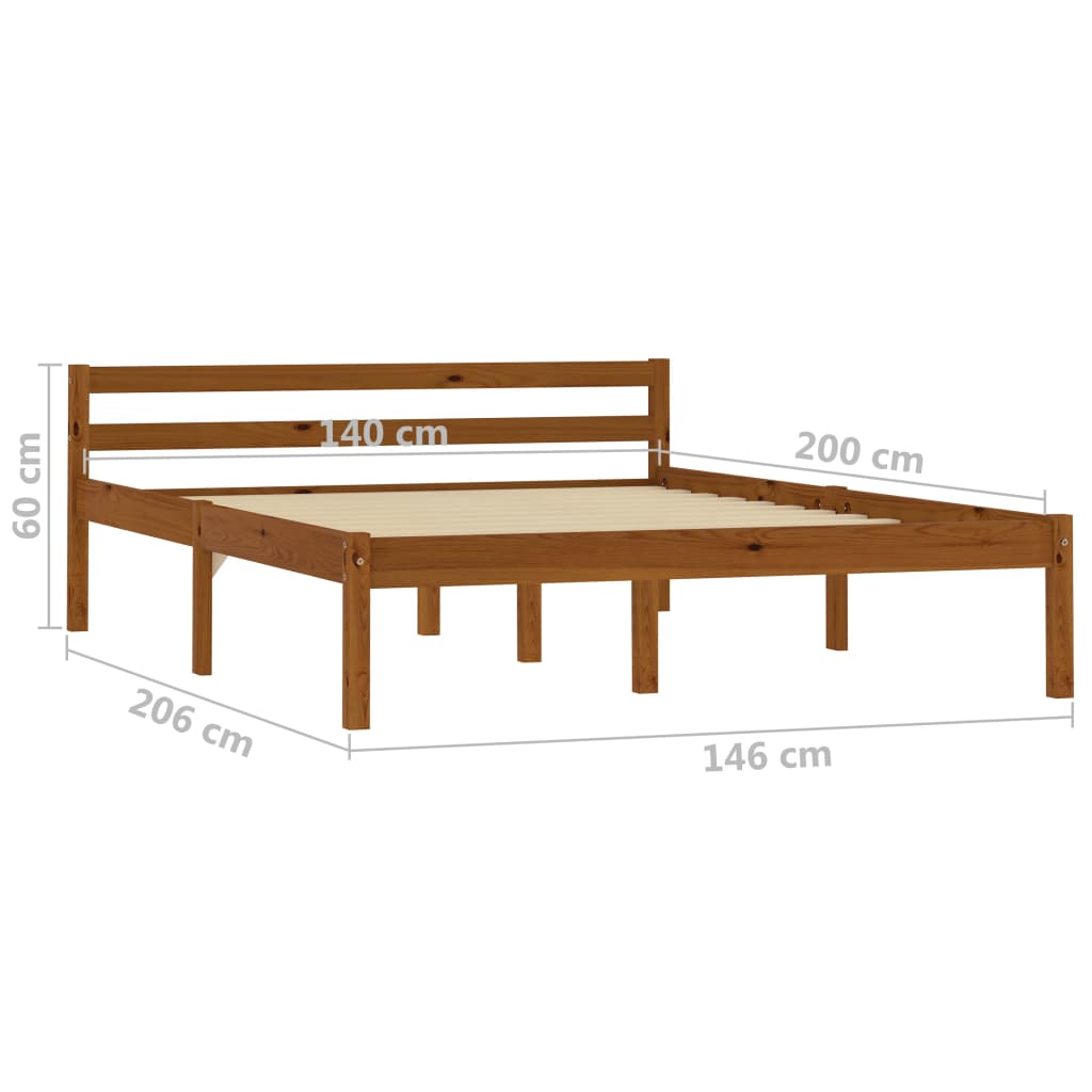 Bedframe Massief Grenenhout 140 x 200 cm Honingbruin
