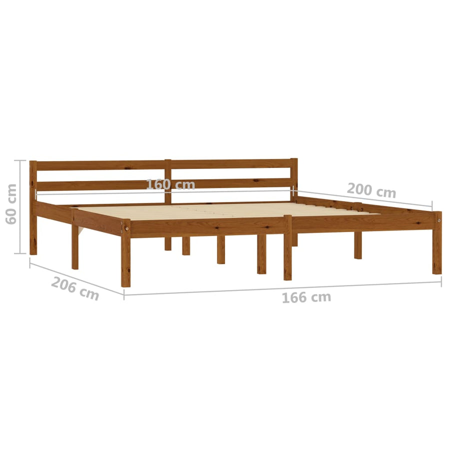 Bedframe Massief Grenenhout 160 x 200 cm Honingbruin