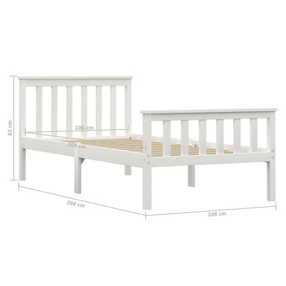 Bedframe Massief Grenenhout 100 x 200 cm Wit