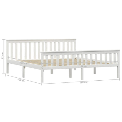 Bedframe Massief Grenenhout 180 x 200 cm Wit