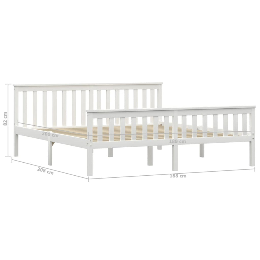 Bedframe Massief Grenenhout 180 x 200 cm Wit