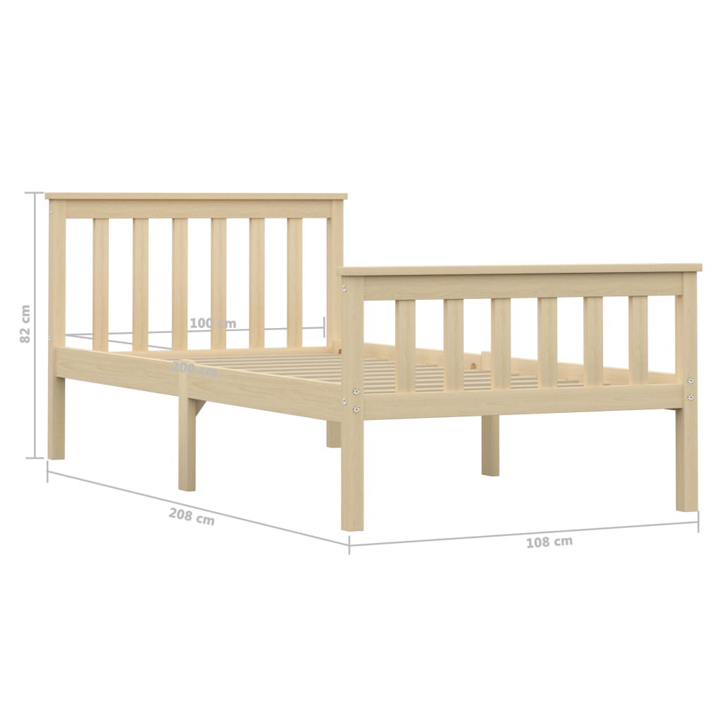 Bedframe Massief Grenenhout Natuurlijk 100 x 200 cm Lichthout