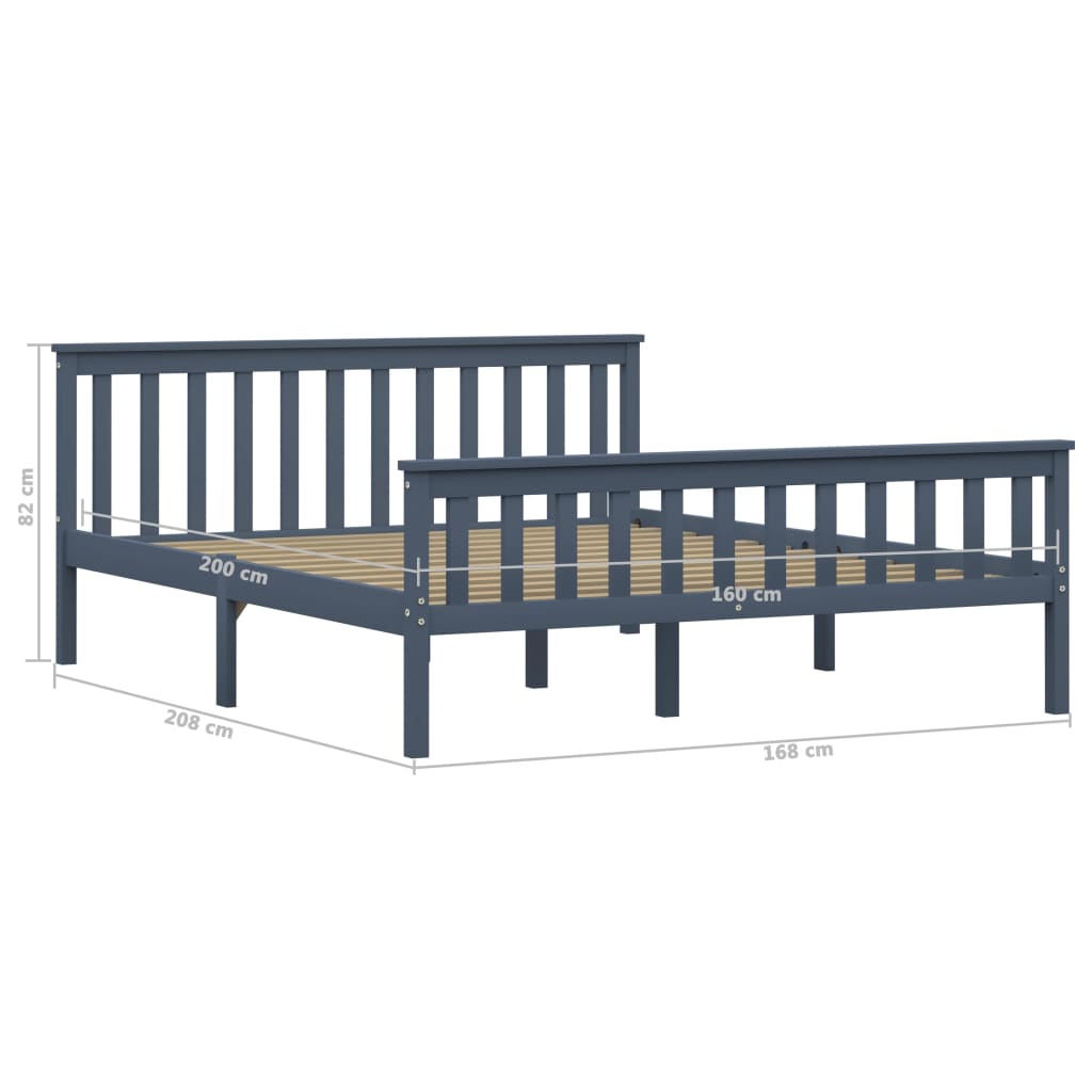 Bedframe Massief Grenenhout 160 x 200 cm Grijs