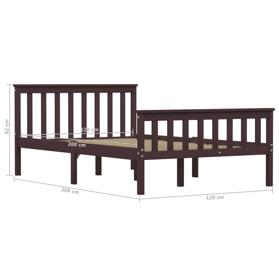 Bedframe Massief Grenenhout 120 x 200 cm Donkerbruin