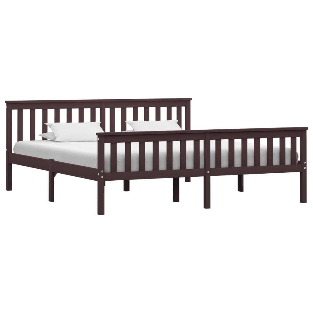 Bedframe Massief Grenenhout 180 x 200 cm Donkerbruin