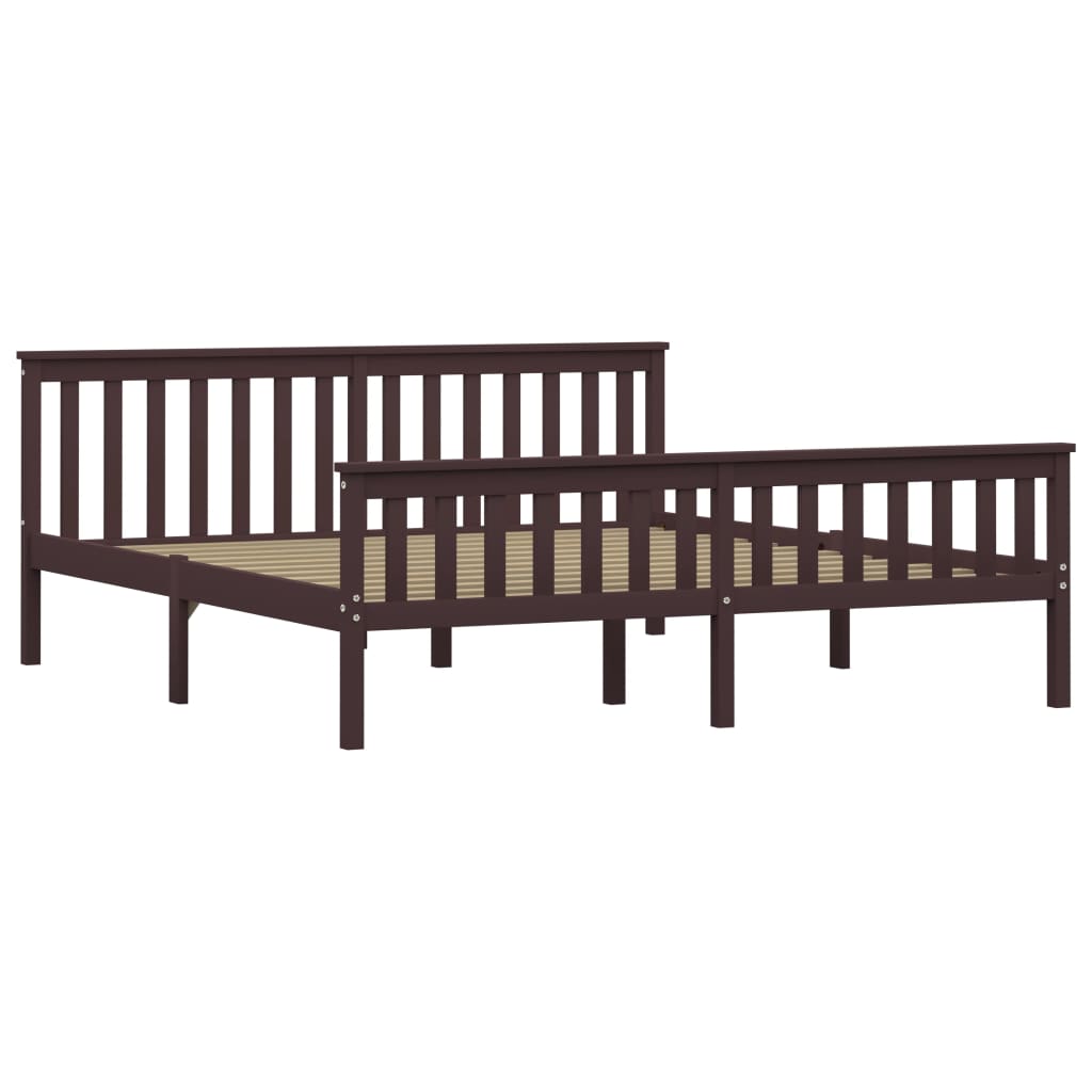 Bedframe Massief Grenenhout 180 x 200 cm Donkerbruin