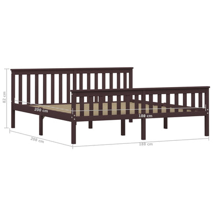 Bedframe Massief Grenenhout 180 x 200 cm Donkerbruin