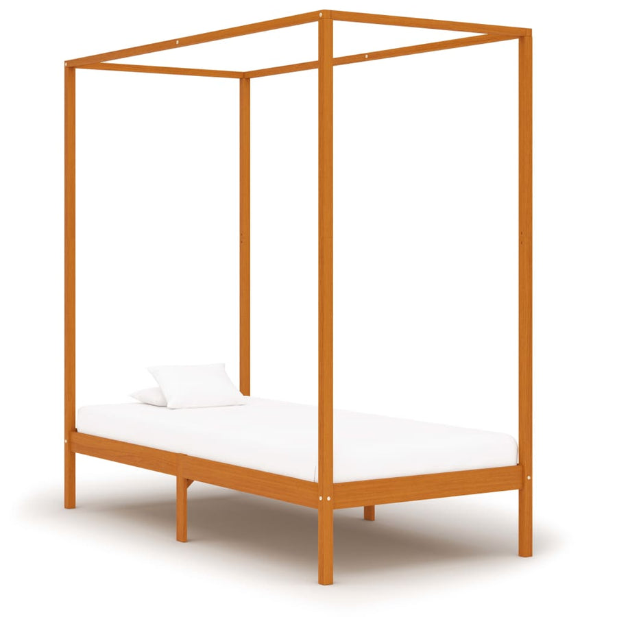 Hemelbedframe Massief Grenenhout 90 x 200 cm Honingbruin