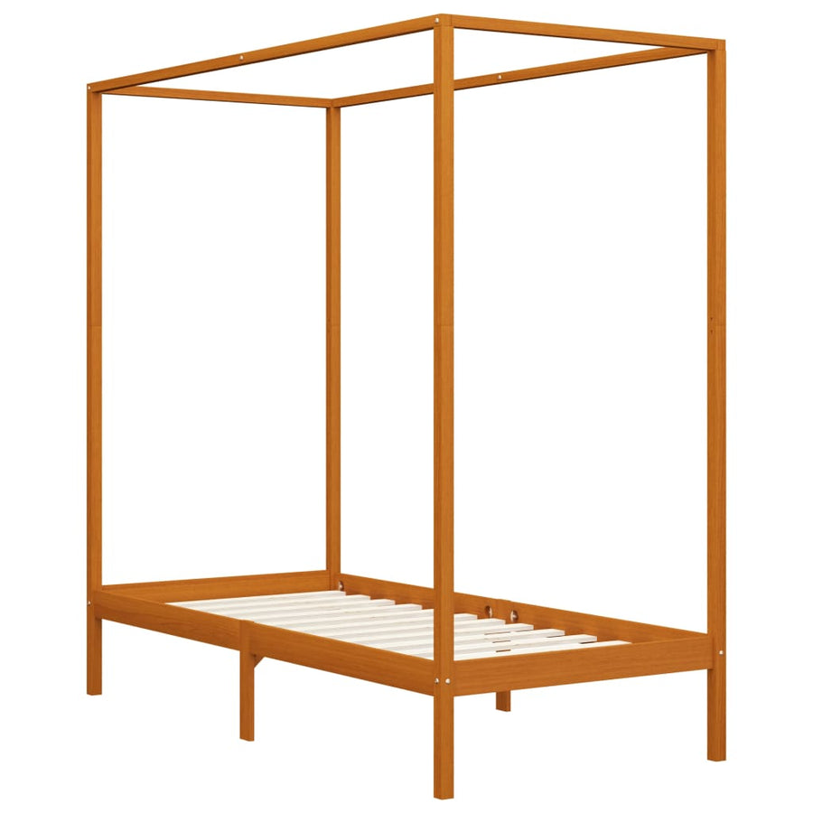 Hemelbedframe Massief Grenenhout 90 x 200 cm Honingbruin