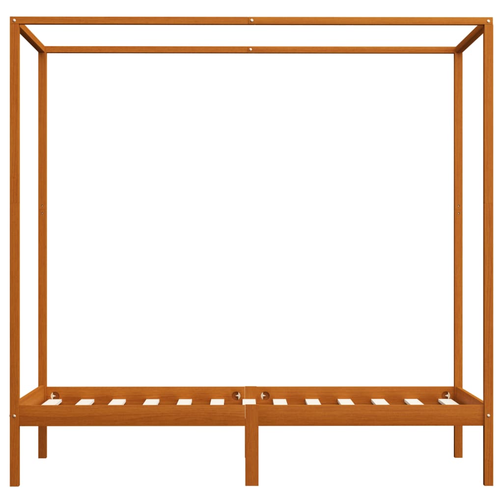 Hemelbedframe Massief Grenenhout 90 x 200 cm Honingbruin