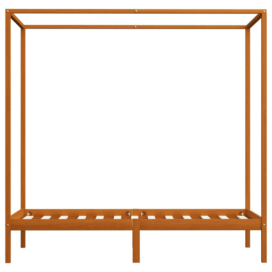 Hemelbedframe Massief Grenenhout 90 x 200 cm Honingbruin