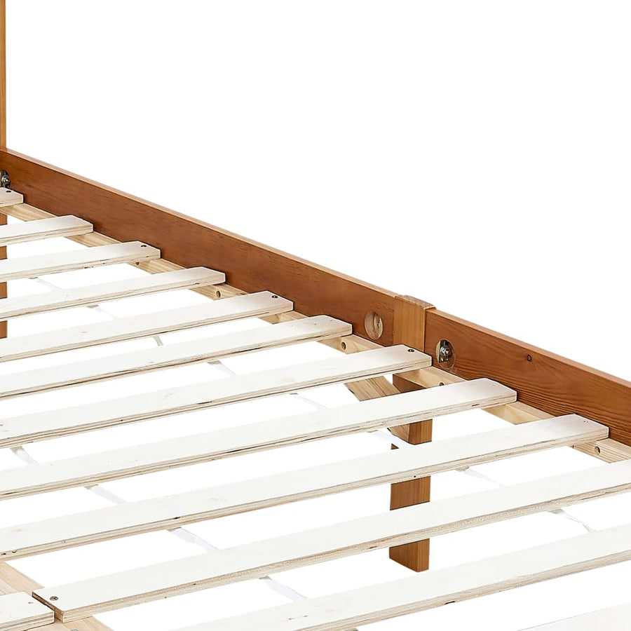 Hemelbedframe Massief Grenenhout 90 x 200 cm Honingbruin
