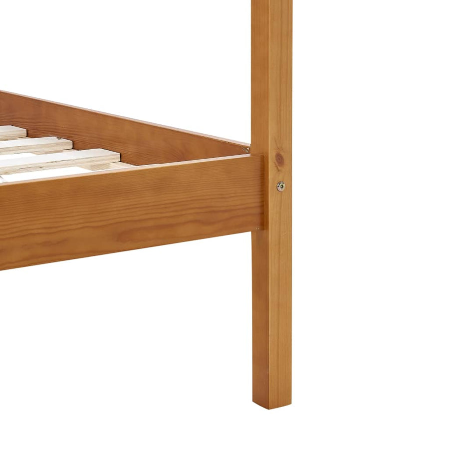 Hemelbedframe Massief Grenenhout 90 x 200 cm Honingbruin