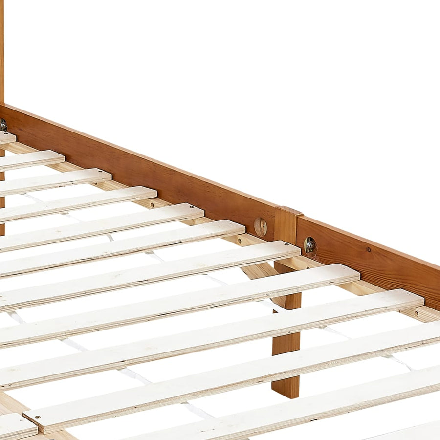Hemelbedframe Massief Grenenhout 100 x 200 cm Honingbruin