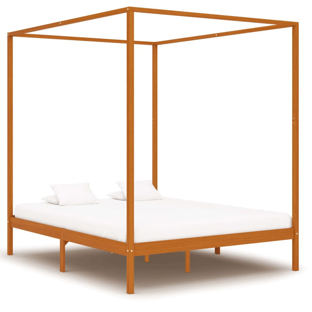 Hemelbedframe Massief Grenenhout 160 x 200 cm Honingbruin