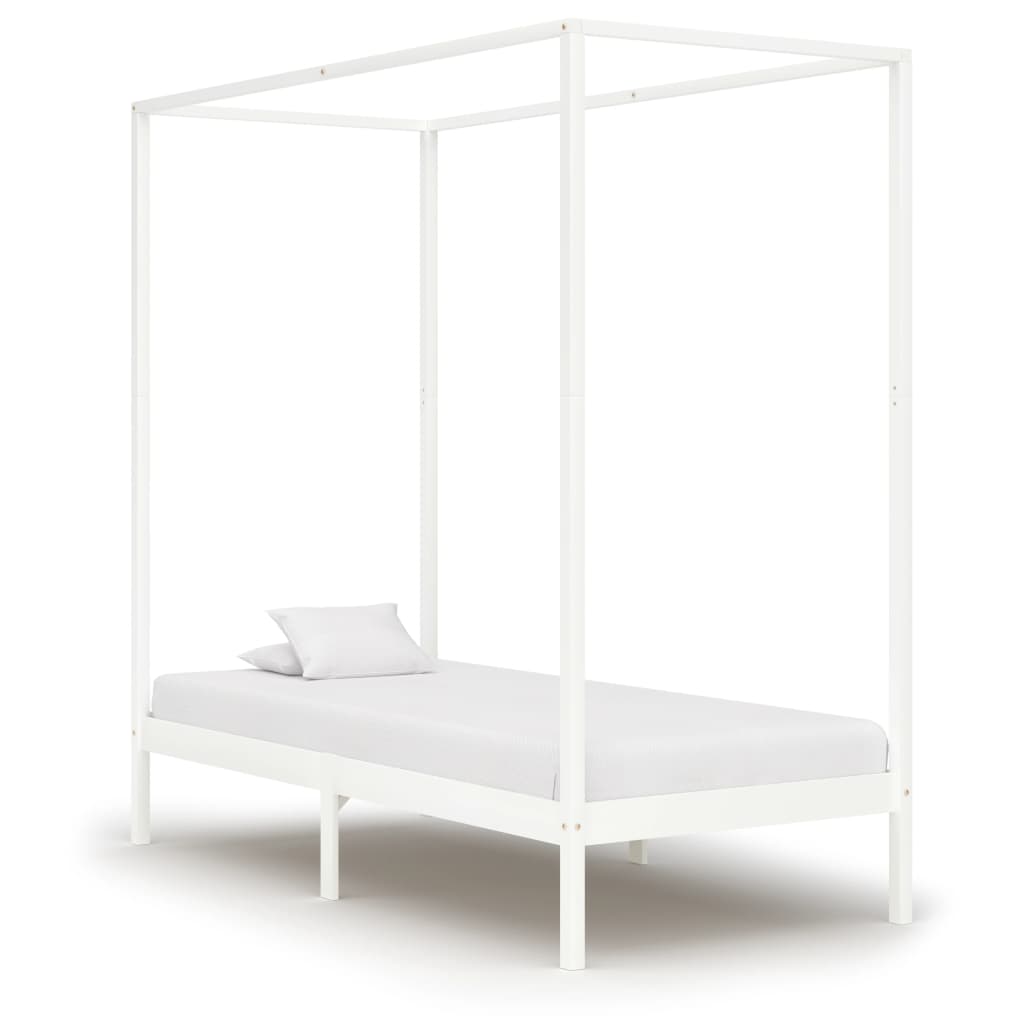 Hemelbedframe Massief Grenenhout 90 x 200 cm Wit