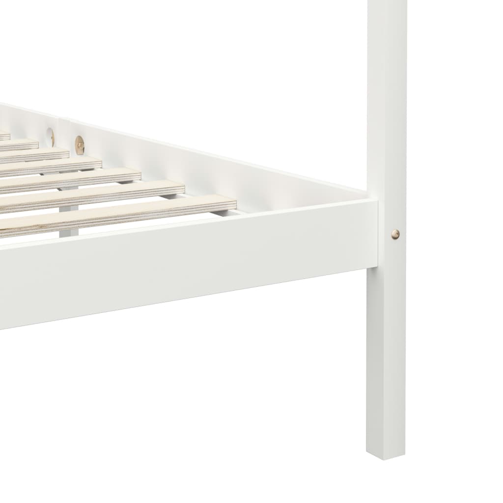 Hemelbedframe Massief Grenenhout 90 x 200 cm Wit