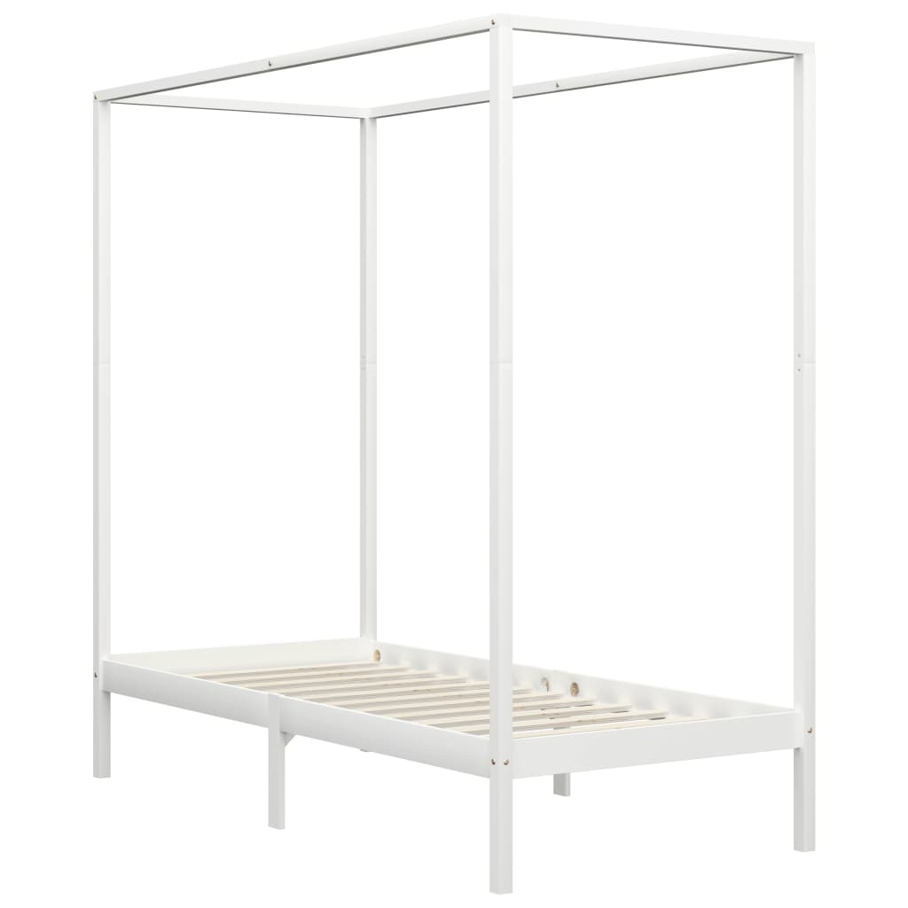 Hemelbedframe Massief Grenenhout 100 x 200 cm Wit