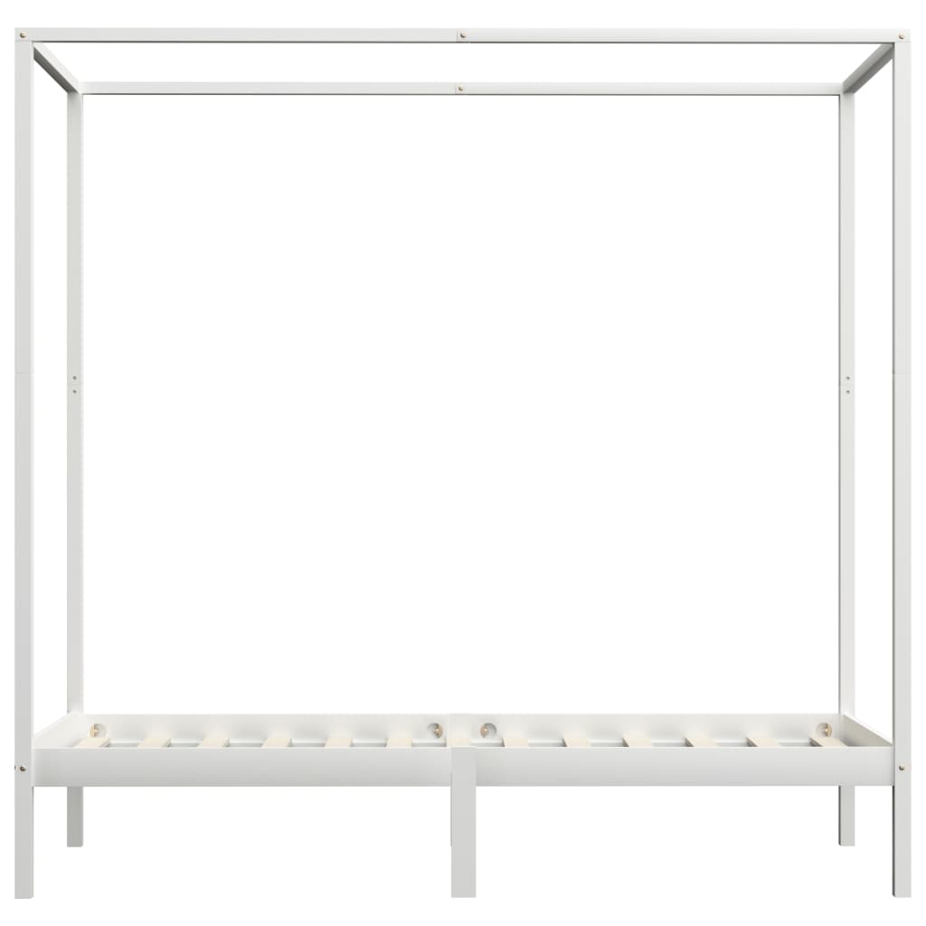 Hemelbedframe Massief Grenenhout 100 x 200 cm Wit