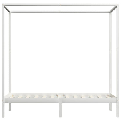Hemelbedframe Massief Grenenhout 100 x 200 cm Wit