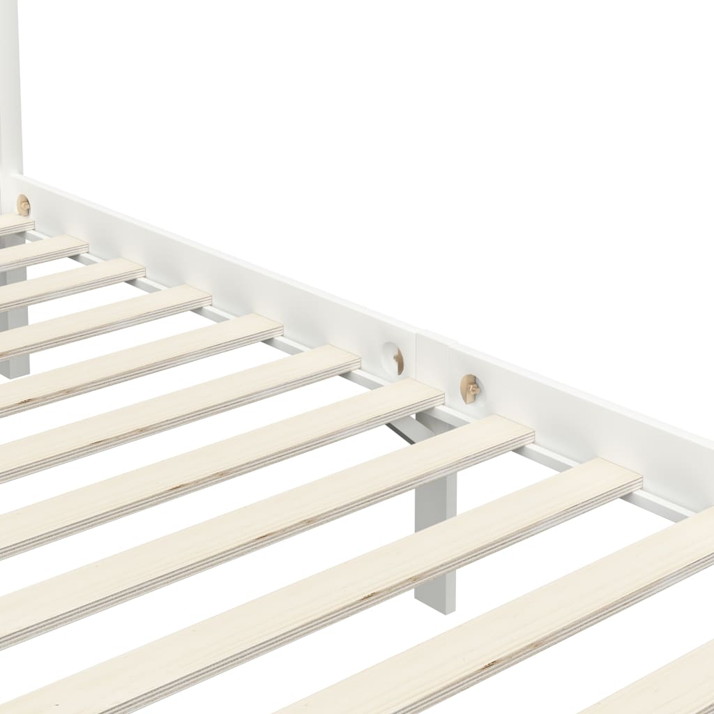 Hemelbedframe Massief Grenenhout 100 x 200 cm Wit