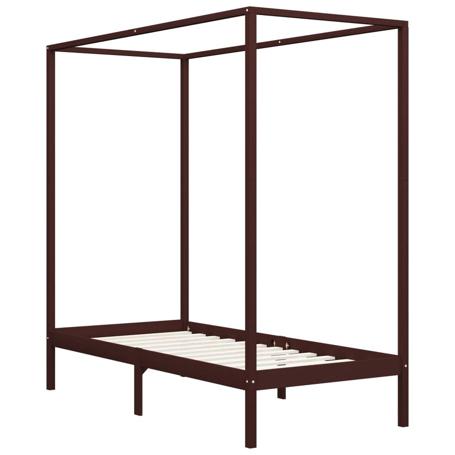 Hemelbedframe Massief Grenenhout 90 x 200 cm Donkerbruin
