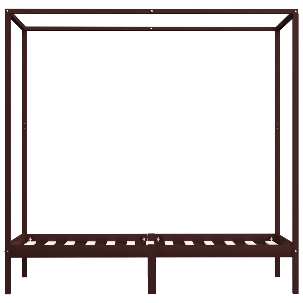 Hemelbedframe Massief Grenenhout 90 x 200 cm Donkerbruin