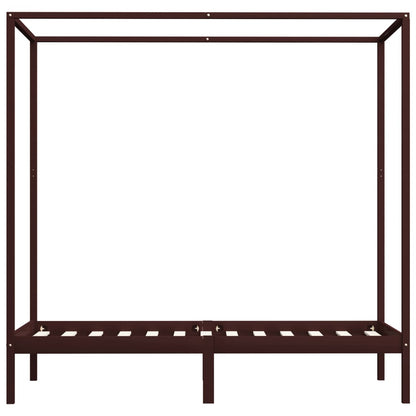 Hemelbedframe Massief Grenenhout 90 x 200 cm Donkerbruin