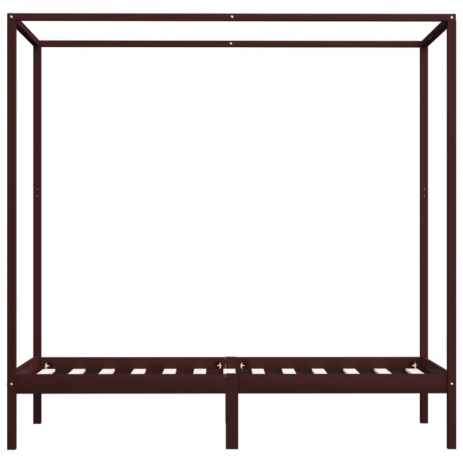 Hemelbedframe Massief Grenenhout 90 x 200 cm Donkerbruin