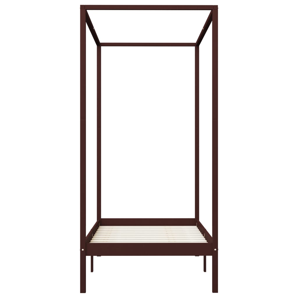 Hemelbedframe Massief Grenenhout 90 x 200 cm Donkerbruin