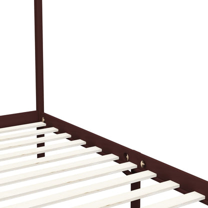 Hemelbedframe Massief Grenenhout 90 x 200 cm Donkerbruin
