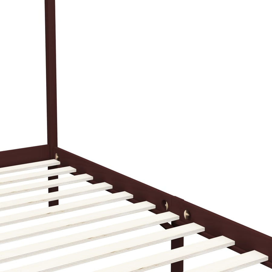 Hemelbedframe Massief Grenenhout 90 x 200 cm Donkerbruin