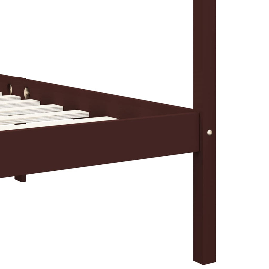 Hemelbedframe Massief Grenenhout 90 x 200 cm Donkerbruin