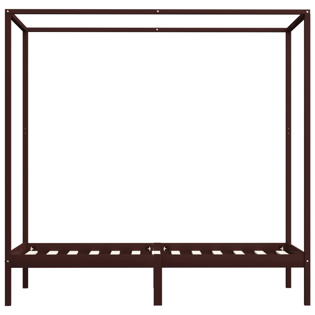Hemelbedframe Massief Grenenhout 100 x 200 cm Donkerbruin