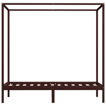 Hemelbedframe Massief Grenenhout 100 x 200 cm Donkerbruin