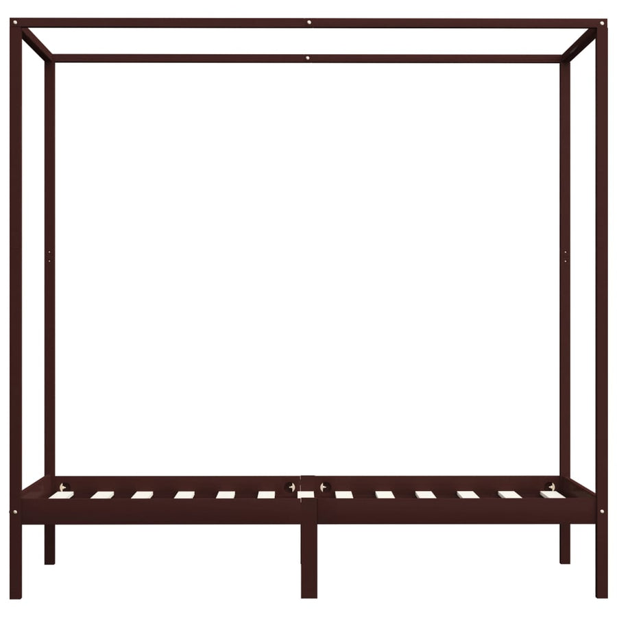 Hemelbedframe Massief Grenenhout 100 x 200 cm Donkerbruin