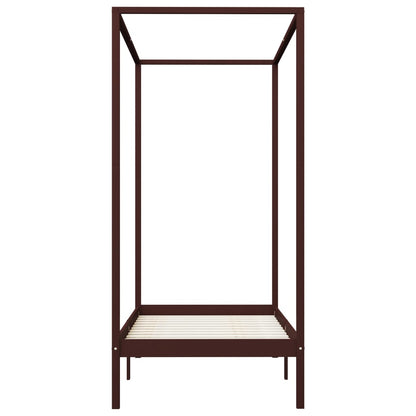 Hemelbedframe Massief Grenenhout 100 x 200 cm Donkerbruin