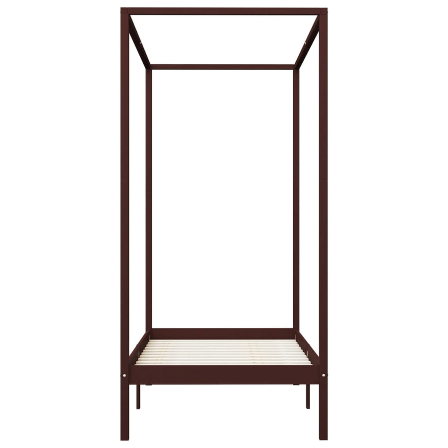 Hemelbedframe Massief Grenenhout 100 x 200 cm Donkerbruin