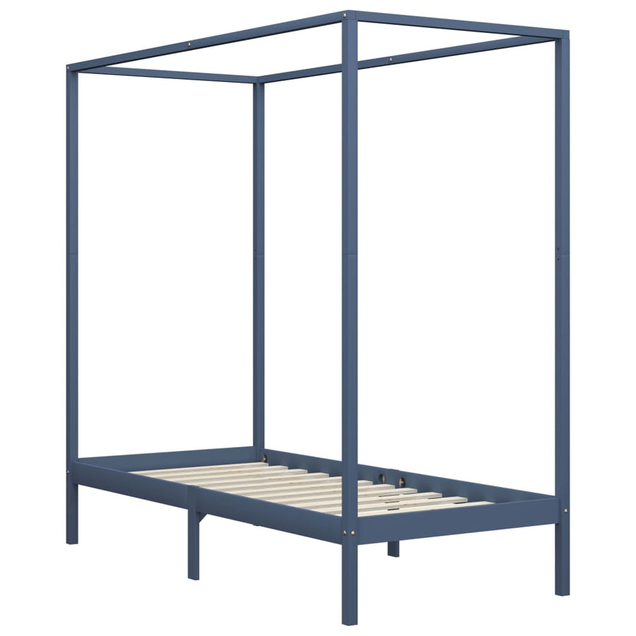 Hemelbedframe Massief Grenenhout 90 x 200 cm Grijs