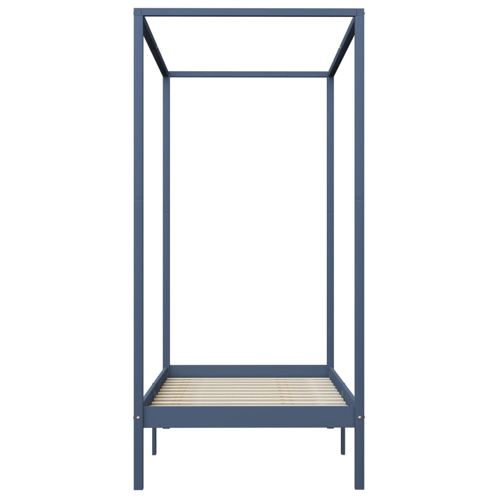 Hemelbedframe Massief Grenenhout 90 x 200 cm Grijs