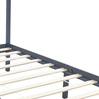 Hemelbedframe Massief Grenenhout 90 x 200 cm Grijs